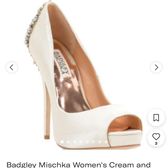 Ivory Badgley Mischka Kiara Peep-toe Pumps   Worn twice, Off-White / Cream. - Picture 5 of 9